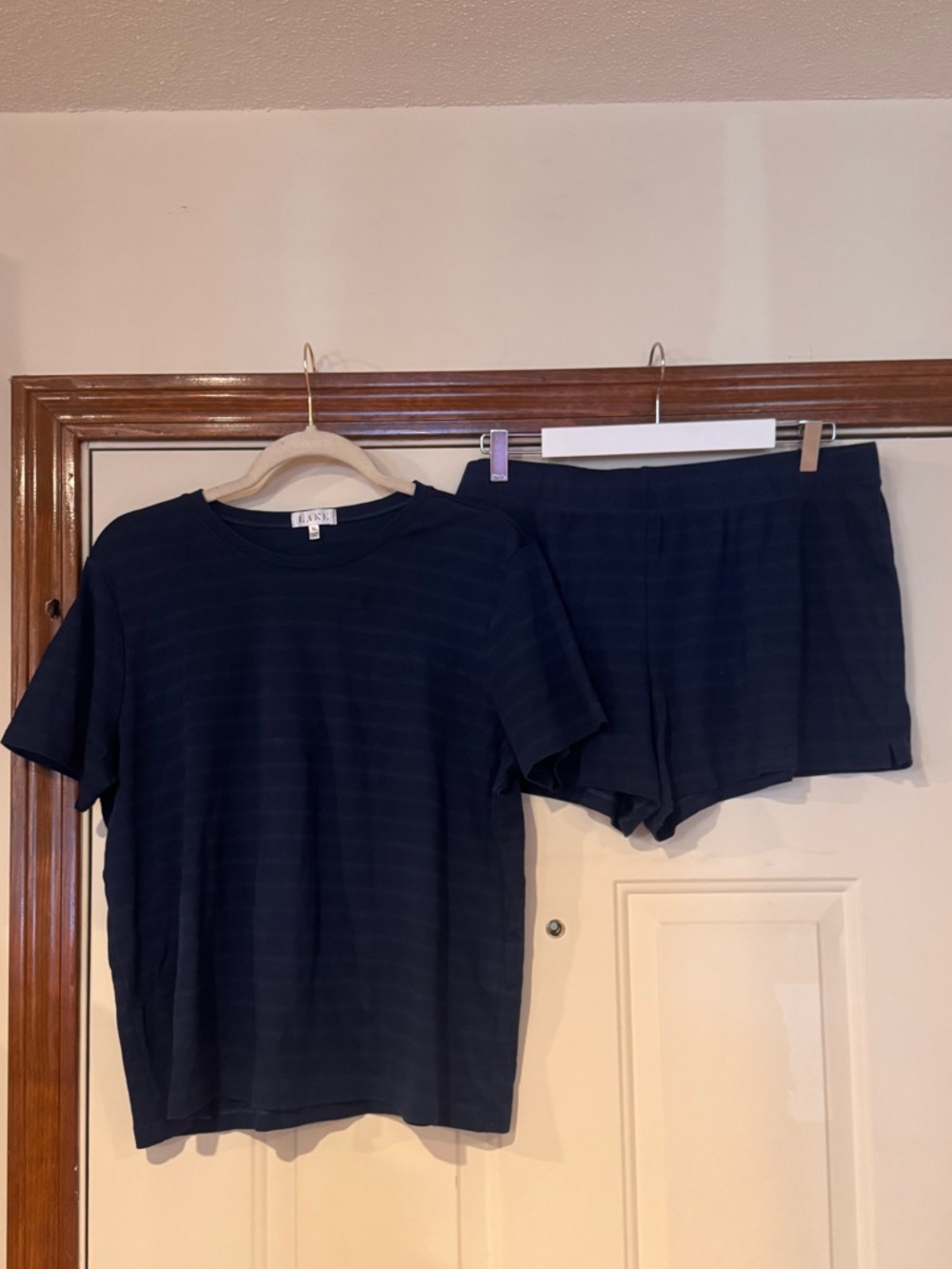 LAKE Navy stripe prima shorts set